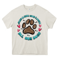 Cream just a girl who loves all her dogs Heavy Core Tee - MaliasSmallBusiness
