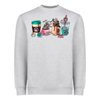 Heather Grey cat  coffee cup Heavyweight Sweatshirt - AdoDesignShop