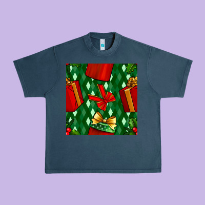 Christmas Surprise Gift Box Seamless Pattern Urban Heavy Tee Designed By Bundleandbundleshop