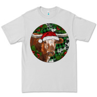 Dove Grey Longhorn Cow Christmas Premium Tee - RanaPortraitStore
