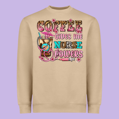 Coffee Gives Me Nurse Power Heavyweight Sweatshirt Designed By Adodesignshop