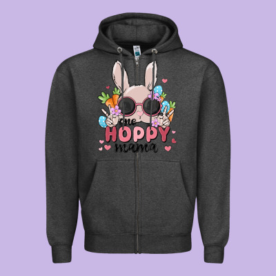 One Hoppy Mama Zipper Hoodie Designed By Maliassmallbusiness