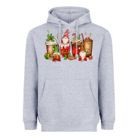 Heather Grey Christmas gnomes coffee cups Heavyweight Hoodie - MaliasSmallBusiness