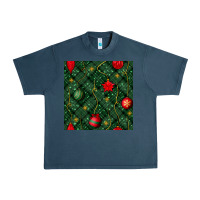 Midnight Navy christmas ornaments seamless  pattern Urban Heavy Tee - BundleAndBundleShop