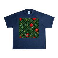 Navy christmas ornaments seamless  pattern Urban Heavy Tee - BundleAndBundleShop