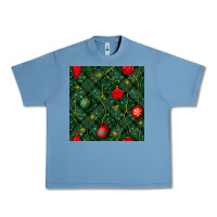 Pebble Blue christmas ornaments seamless  pattern Urban Heavy Tee - BundleAndBundleShop