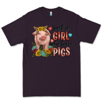 Plum western just girl who loves pigs Premium Tee - texasbilliewilder