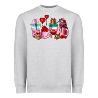 Heather Grey valentines day roses coffee cups Heavyweight Sweatshirt - AdoDesignShop