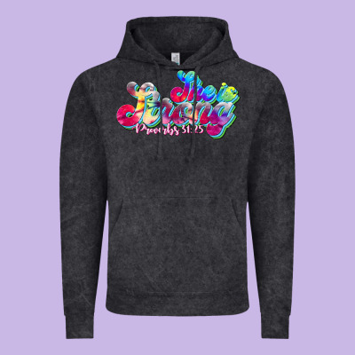 She Is Strong Proverbs 31:25 Vintage Hoodie Designed By Jahusdesignshop
