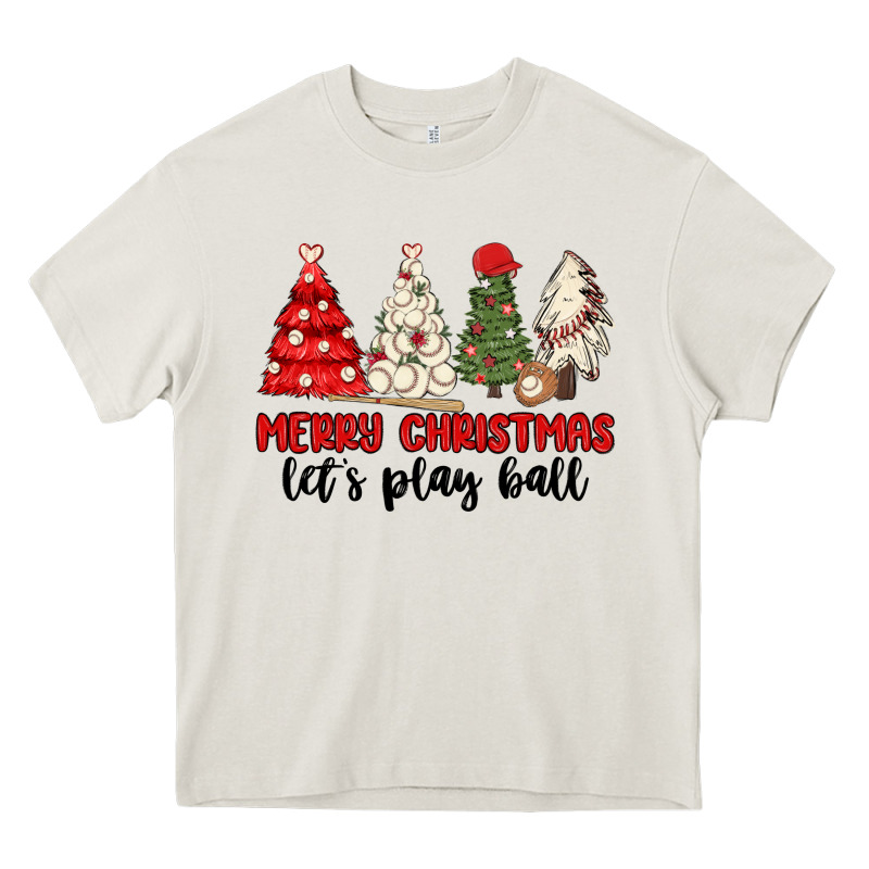 Merry Christmas Let S Play Ball Baseball Heavy Core Tee by MaliasSmallBusiness | Teevron