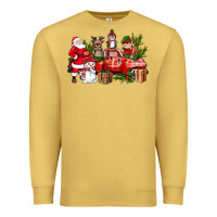 Antique Gold Santa Snowman Reindeer Penguin Elf Christmas Truck Premium Sweatshirt - BundleAndBundleShop