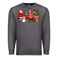 Charcoal Heather Santa Snowman Reindeer Penguin Elf Christmas Truck Premium Sweatshirt - BundleAndBundleShop