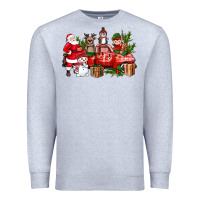 Heather Grey Santa Snowman Reindeer Penguin Elf Christmas Truck Premium Sweatshirt - BundleAndBundleShop