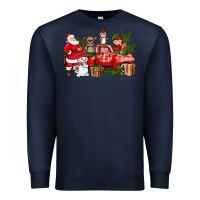 Navy Santa Snowman Reindeer Penguin Elf Christmas Truck Premium Sweatshirt - BundleAndBundleShop