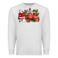 Oatmeal Heather Santa Snowman Reindeer Penguin Elf Christmas Truck Premium Sweatshirt - BundleAndBundleShop