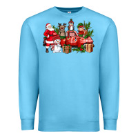 Ocean Blue Santa Snowman Reindeer Penguin Elf Christmas Truck Premium Sweatshirt - BundleAndBundleShop