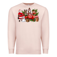 Pale Pink Santa Snowman Reindeer Penguin Elf Christmas Truck Premium Sweatshirt - BundleAndBundleShop
