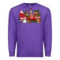 Purple Santa Snowman Reindeer Penguin Elf Christmas Truck Premium Sweatshirt - BundleAndBundleShop