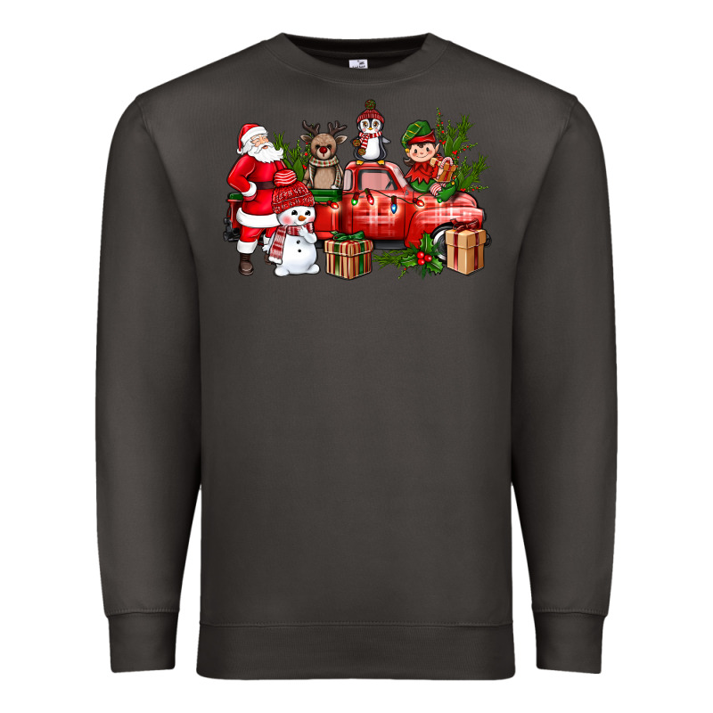 Santa Snowman Reindeer Penguin Elf Christmas Truck Premium Sweatshirt by BundleAndBundleShop | Teevron
