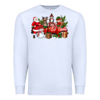 White Santa Snowman Reindeer Penguin Elf Christmas Truck Premium Sweatshirt - BundleAndBundleShop