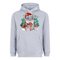 Heather Grey cute christmas hippopotamus Heavyweight Hoodie - MaliasSmallBusiness