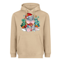 Mushroom cute christmas hippopotamus Heavyweight Hoodie - MaliasSmallBusiness