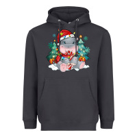 Smoke cute christmas hippopotamus Heavyweight Hoodie - MaliasSmallBusiness