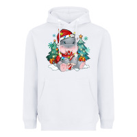 White cute christmas hippopotamus Heavyweight Hoodie - MaliasSmallBusiness