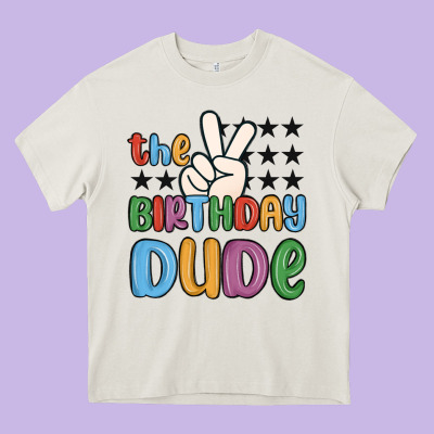 The Birthday Dude Heavy Core Tee Designed By Maliassmallbusiness