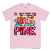 Bubblegum Pink in october we wear pink with pumpkins Classic Tee - AdoDesignShop