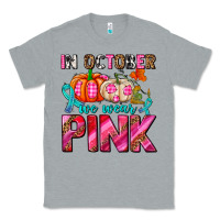Heather Grey in october we wear pink with pumpkins Classic Tee - AdoDesignShop
