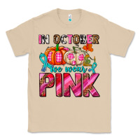 Mushroom in october we wear pink with pumpkins Classic Tee - AdoDesignShop