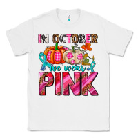 White in october we wear pink with pumpkins Classic Tee - AdoDesignShop
