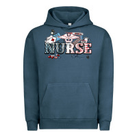 Pigment Midnight Navy American Nurse 4th of july Urban Hoodie - HowdyJamesFarm