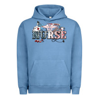 Pigment Pebble Blue American Nurse 4th of july Urban Hoodie - HowdyJamesFarm