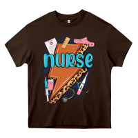 Chocolate Brown nurse lightning bolt Heavy Core Tee - MaliasSmallBusiness