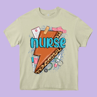 Nurse Lightning Bolt Heavy Core Tee Designed By Maliassmallbusiness