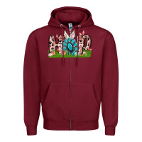 Burgundy hop rabbit Zipper Hoodie - MaliasSmallBusiness