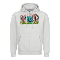 Dove Grey hop rabbit Zipper Hoodie - MaliasSmallBusiness