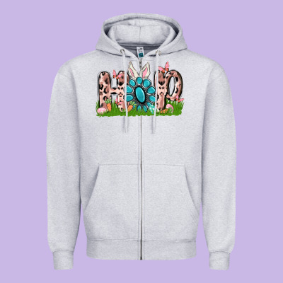 Hop Rabbit Zipper Hoodie Designed By Maliassmallbusiness