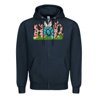 Navy hop rabbit Zipper Hoodie - MaliasSmallBusiness