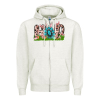 Oatmeal Heather hop rabbit Zipper Hoodie - MaliasSmallBusiness
