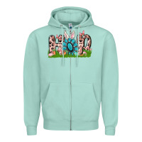 Seafoam hop rabbit Zipper Hoodie - MaliasSmallBusiness