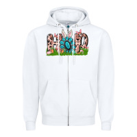 White hop rabbit Zipper Hoodie - MaliasSmallBusiness