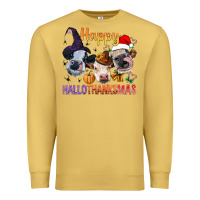 Antique Gold Happy Hallothanksmas Cows Premium Sweatshirt - BundleAndBundleShop