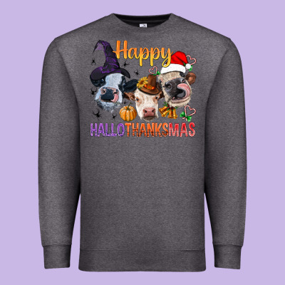 Happy Hallothanksmas Cows Premium Sweatshirt Designed By Bundleandbundleshop