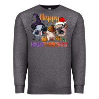 Charcoal Heather Happy Hallothanksmas Cows Premium Sweatshirt - BundleAndBundleShop