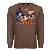 Chestnut Happy Hallothanksmas Cows Premium Sweatshirt - BundleAndBundleShop