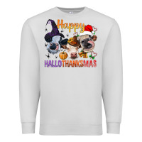 Dove Grey Happy Hallothanksmas Cows Premium Sweatshirt - BundleAndBundleShop