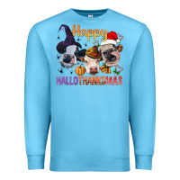 Ocean Blue Happy Hallothanksmas Cows Premium Sweatshirt - BundleAndBundleShop